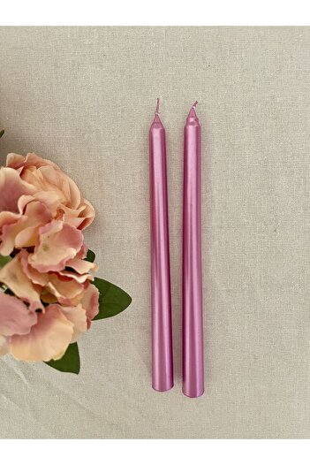 hediyeofisi 3lü Pembe Sedefli Renkli Şamdan Mumu