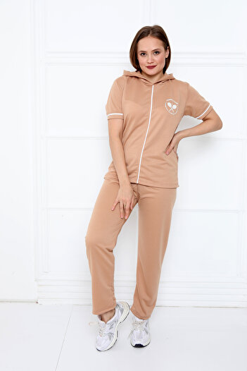 FAMES PİJAMA Tennis Club Sports Hooded Women's Pajama Set