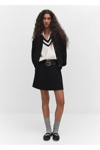 MANGO Woman Pleated Knitwear Mini Skirt