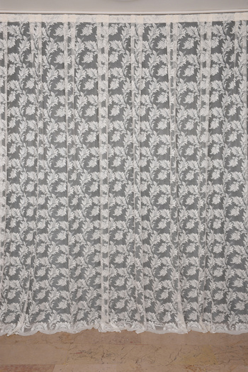 AKÇA TEKSTİL LEAF MODEL TUL CREAM COLOR SINGLE WING Ready Pleated Background Curtain 300*260