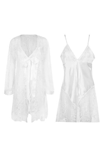 NBB Ecru Rope Hanging Dowry Nightgown Dressing Gown Set