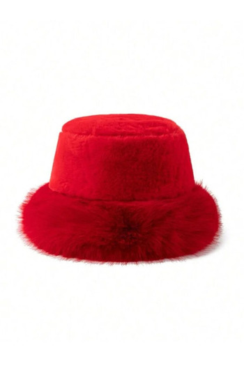 MARBERRY Red Soft Textured Plush Heart Women's Hat