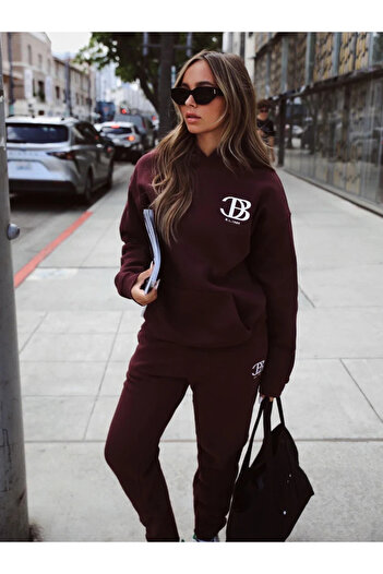 Machetta Unisex Large Size Printed Sweatshirt Tracksuit Set
