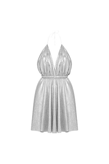 Gülşah Evecen Silver Short Dress ( Özel Tasarım Simli Elbise )