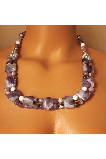 Asteria Elite Premium Series Special Design Amethyst Spiritual Awakening Balance and Healing Necklace Bracelet Set