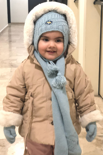 Mika Bebek & Çocuk 1-4 Years Old Boy with Ears Hat, Scarf, Gloves Set