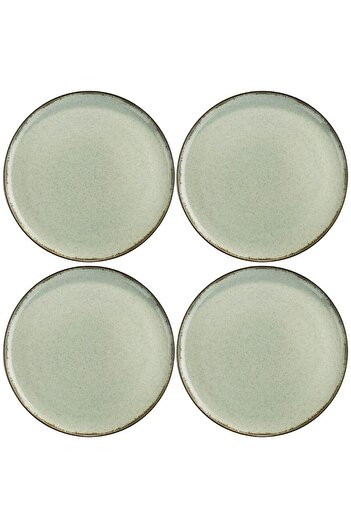 Kütahya Porselen 4-Piece Moderna 27 Cm Flat Plate Pearl 03 Green