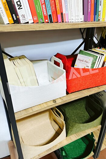 DECOMALL RENKLİ 6 RENK Sepet, Keçe Organizer, Keçe Çok Amaçlı Düzenleyici Sepet Oyuncak Sepeti