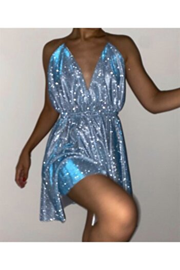 Gülşah Evecen Silver Short Dress ( Özel Tasarım Simli Elbise )