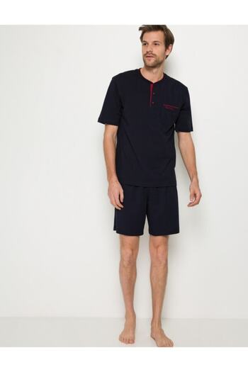 Pierre Cardin Men's Navy Blue 3-Piece Pajama Set Black Athlete Boxer Suit 5370-155
