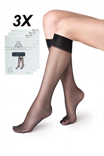 Marie Bella Black Fit 15 Knee-Length 3-Piece Trouser Socks