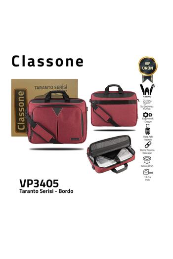 Classone Taranto Vp3405 14" Водоустойчив плат за лаптоп, чанта за лаптоп - бордо