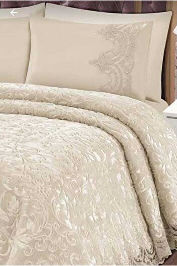 SAHRA HOME Beige Collection Blanket Set French