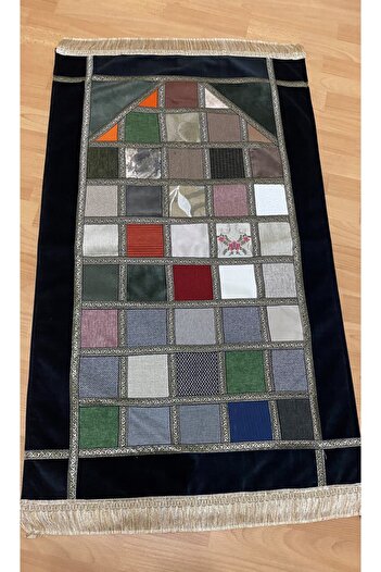 AYHANHOME Patchwork Patchwork Velvet Lined Dowry Gift Prayer Rug