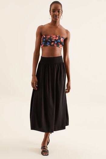 Quincey Women's Black Elastic Waist Maxi Skirt