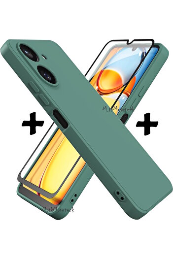 m.tk moveteck Xiaomi Redmi 13C Case with Camera Protection Soft Silicone + 9H Screen Protector Glass Set of 2 Colorful Cover