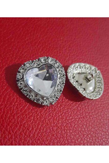 İMREN AKSESUAR Heart Rhinestone Button 2.5 Cm Hanger Coated Metal Button 1 Piece