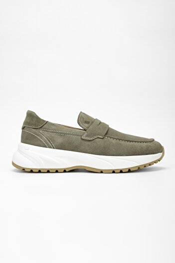 Valmenti Runo Men's Khaki Suede Genuine Leather Loafer Shoes