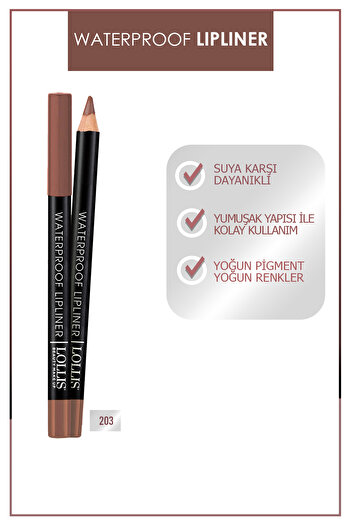 Lollis Waterproof Lipliner 203 Dried Rose / Suya Dayanıklı Dudak Kalemi 203 Dried Rose