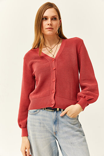 Olalook Women's Coral Ottoman Buttoned Knitwear Cardigan HRK-19000270