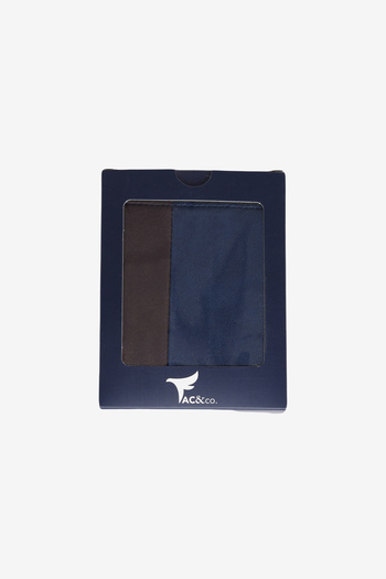 AC&Co / Altınyıldız Classics Men's Navy Blue-Brown Wallet with Gift Box and Card Compartment