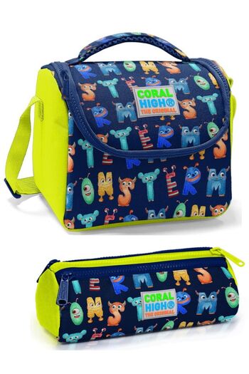 Coral High Boy's Green Navy Blue Alphabet Lunchbox Set