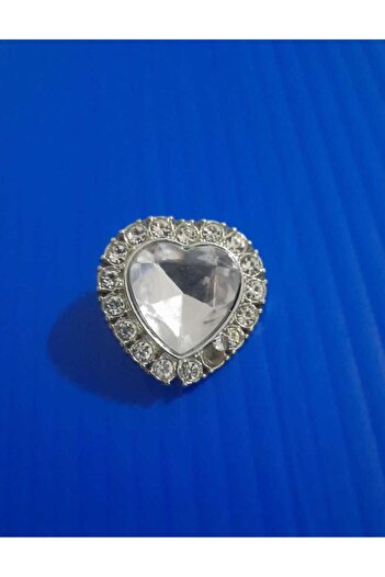 İMREN AKSESUAR Heart Rhinestone Button 2.5 Cm Hanger Coated Metal Button 1 Piece