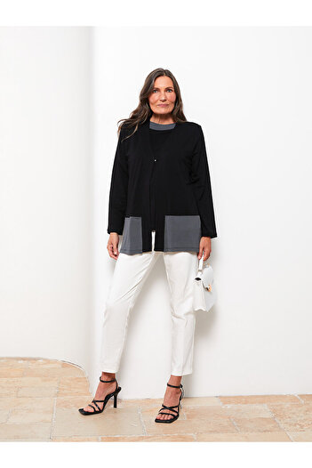 LC Waikiki V-neck Color Blocked Long Sleeve Women's Sports Cardigan and T-shirt Set