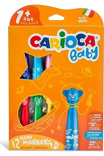 CARIOCA Teddy Jumbo Felt Tip Crayons 12 Li / in Water I Burn