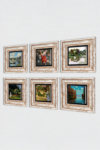 Pinecone Claude Monet Stone Wall Painting Framed Wall Decor 6 Piece Painting Set Wall Art Tk6-04
