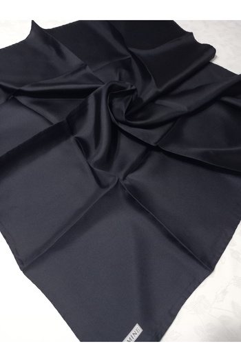Armine Navy Blue Solid Color Tivil Silk Scarf E22ya0010d02