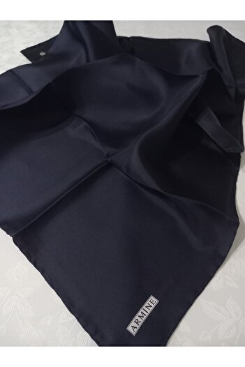 Armine Navy Blue Solid Color Tivil Silk Scarf E22ya0010d02