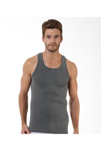 Öztaş 5-Piece Men's Rib Rambo Gray Tank Top