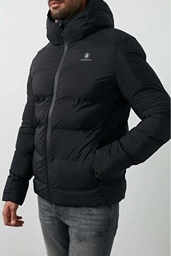 lumberjack Erkek Kapüşonlu Arma Detaylı Şişme Mont NOLAN COAT Siyah 2SN22