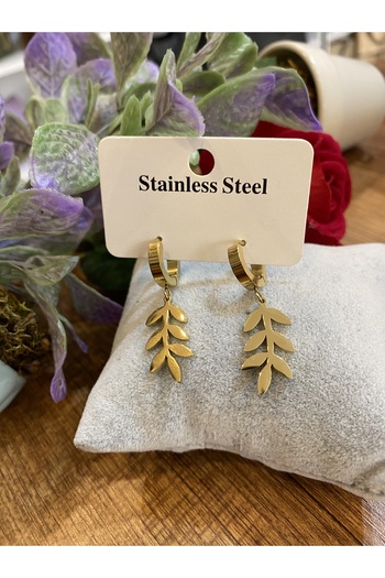 stainless steell Yaprak Model Çelik Küpe