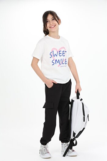 LePold Jogger Girl's Wide Leg Cargo Pants with Pockets and Elastic Legs