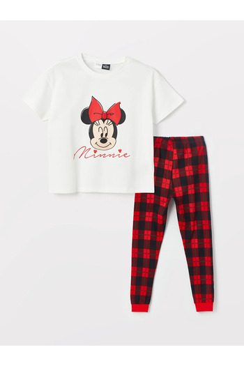 LC Waikiki LCW Kids Crew Neck Minnie Mouse Printed Short Sleeve Girls' Pajamas Set