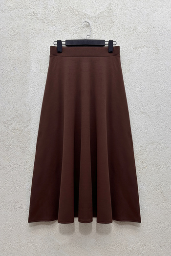 MODAQU Lycra Crepe Fabric Kiloş Bell Φούστα - Καφέ
