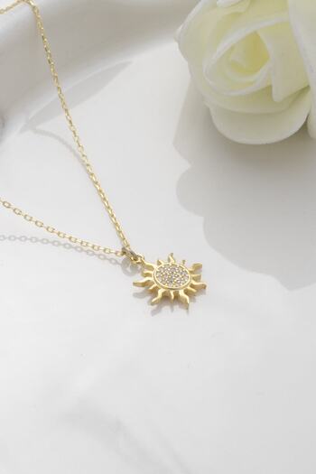 ESSARE 925 Ayar Gümüş Kadın Güneş Model Gold Kolye