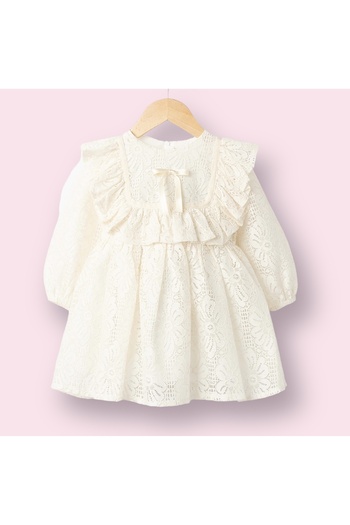 İndirimkusu Full lace detail ecru color girl's dress lace dress