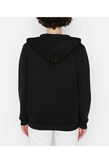 Limerence Siyah Kapüşonlu Oversize/Geniş Kalıp Kapüşonlu Kalın İçi Polarlı Sweatshirt