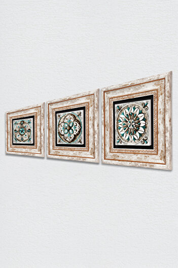 Pinecone Tile Art Stone Wall Painting Framed Wall Decor 3 Piece Painting Set Wall Art Tk3-16