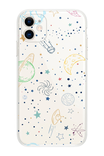 Rupti Transparent Silicone Phone Case with Galaxy Space Design Compatible with iPhone 11
