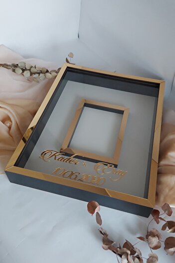 Verda Çerçeve 40x50 Cm Black-gold 8 Cm Deep Photo Sectioned No LED Frame!Rose Box