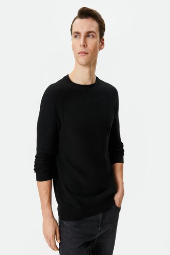 Koton Men's Black Sweater 4WAM70059HT