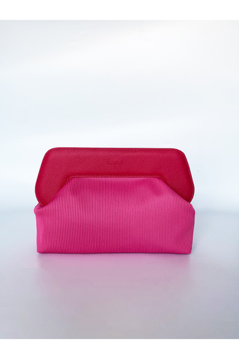 HEYBE'S Heybes Women's Pink Corded Wide Clutch Handbag