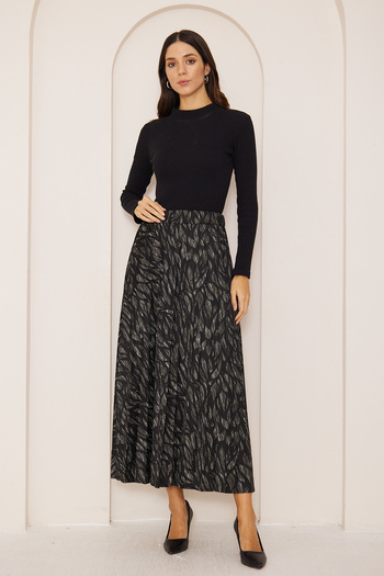 comstar Dark Patterned Seasonal Long Skirt, Long Skirt, Hijab Skirt, Seasonal Skirt, Skirt