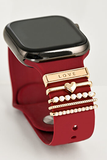mimtec Watch Compatible Love Written Band Charm/Accessory Gold Color