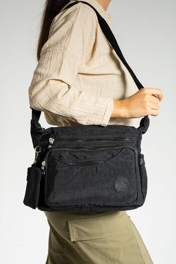 By Hakan Mega-210 Women's Clinker Wallet Shoulder Bag BLACK