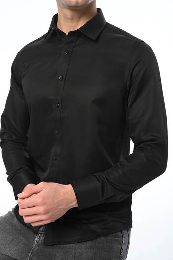 Piola Club Cămașă pentru bărbați din satin de bumbac slim fit